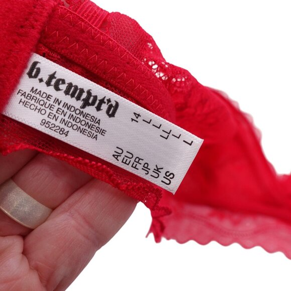 NWT Wacoal b.tempt'd No Strings Attached Bralette Bra Sz L Crimson Red Lace - Picture 10 of 10
